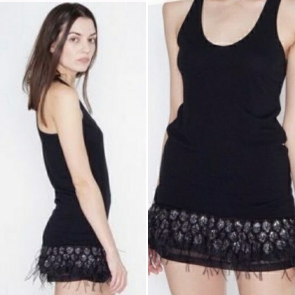 Alice + Olivia Feather/Metallic Embellished Dress